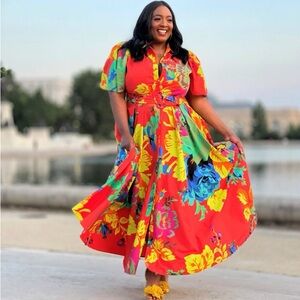 Floral Red Maxi Dress